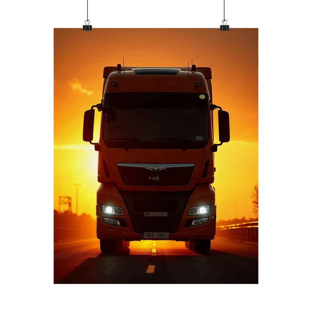 Golden Hour Truck Silhouette Poster | HGV Man Cave Art