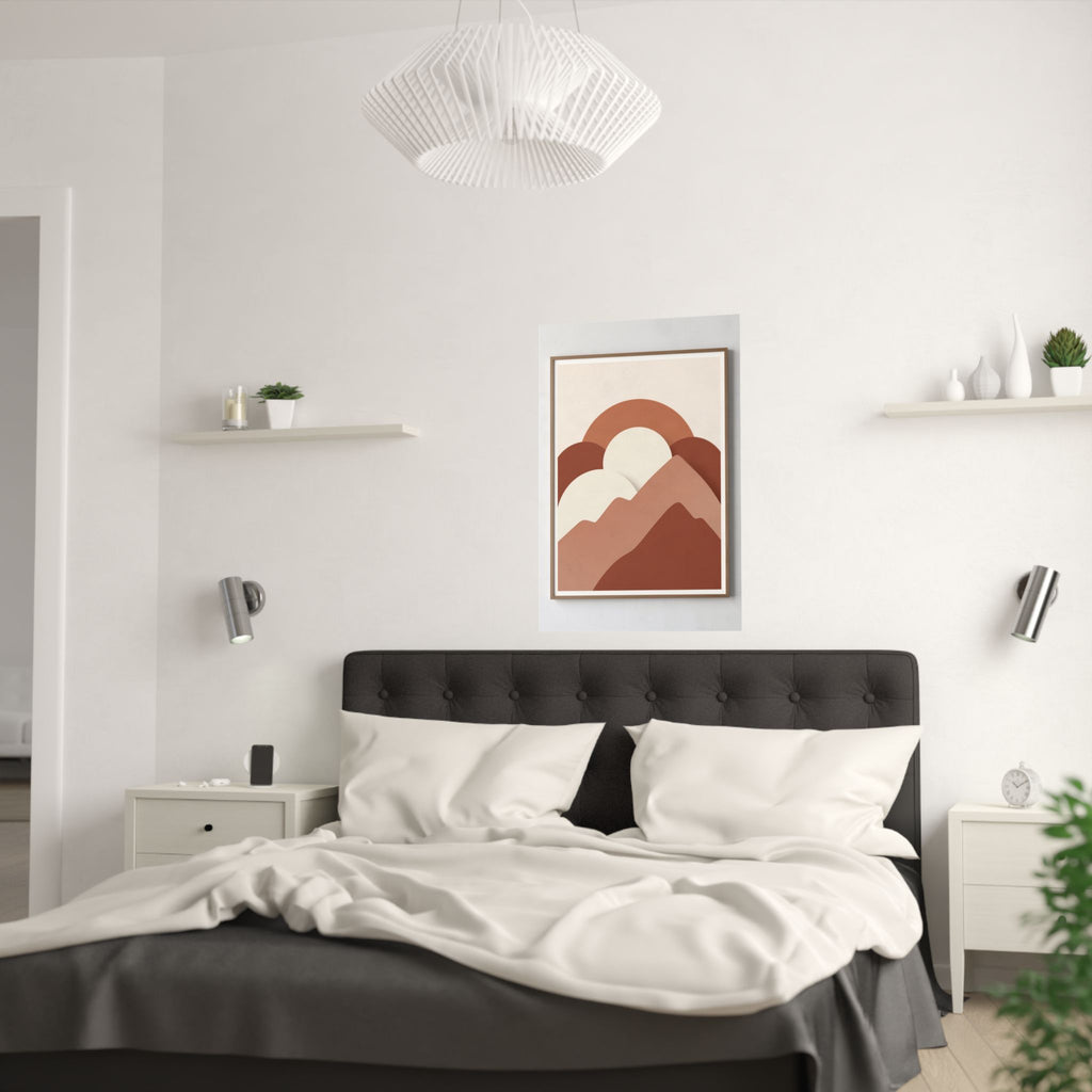 Terracotta Sun & Mountains Print | Mid-Century Boho Wall Art