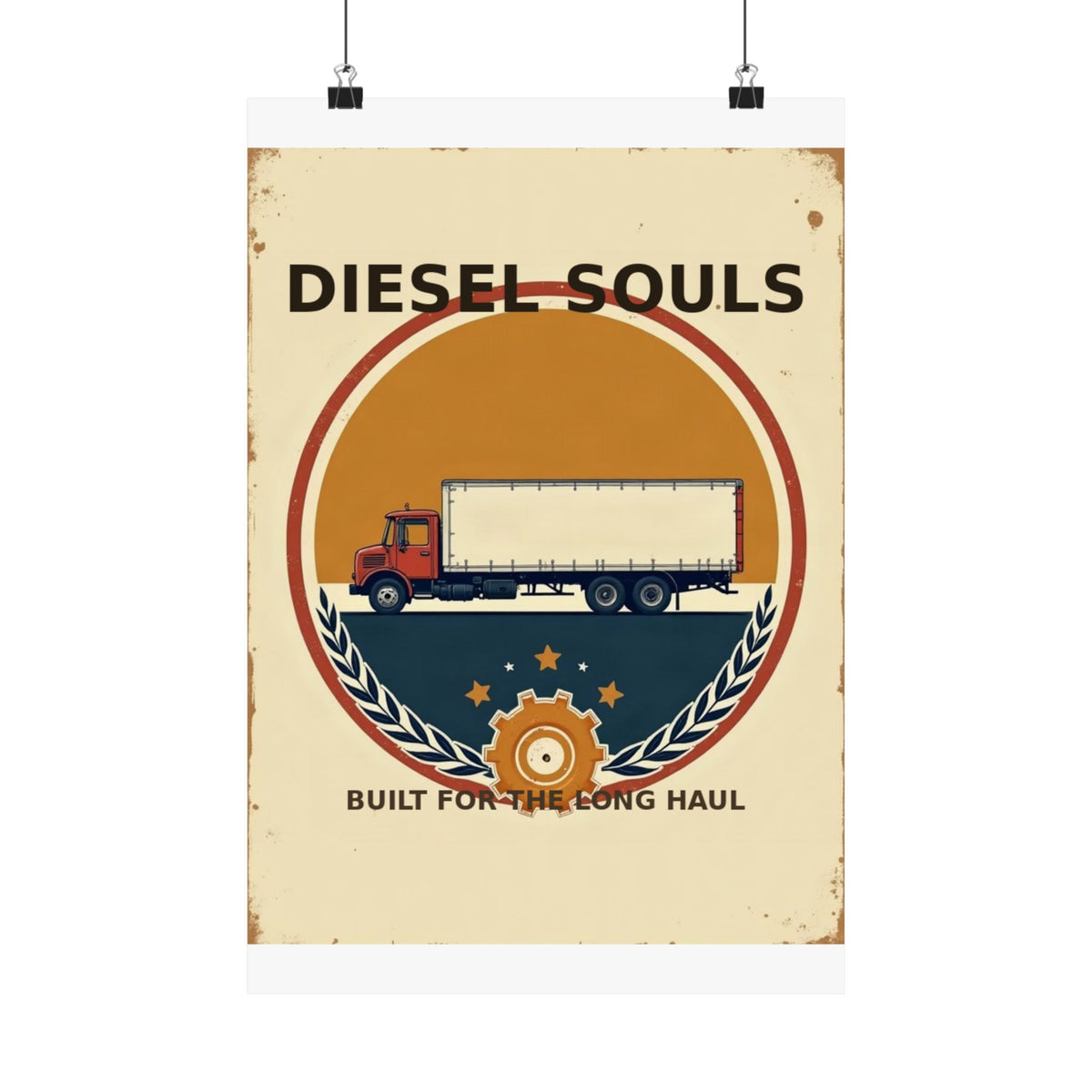Diesel Souls Retro Trucker Emblem Poster | Vintage Garage Art