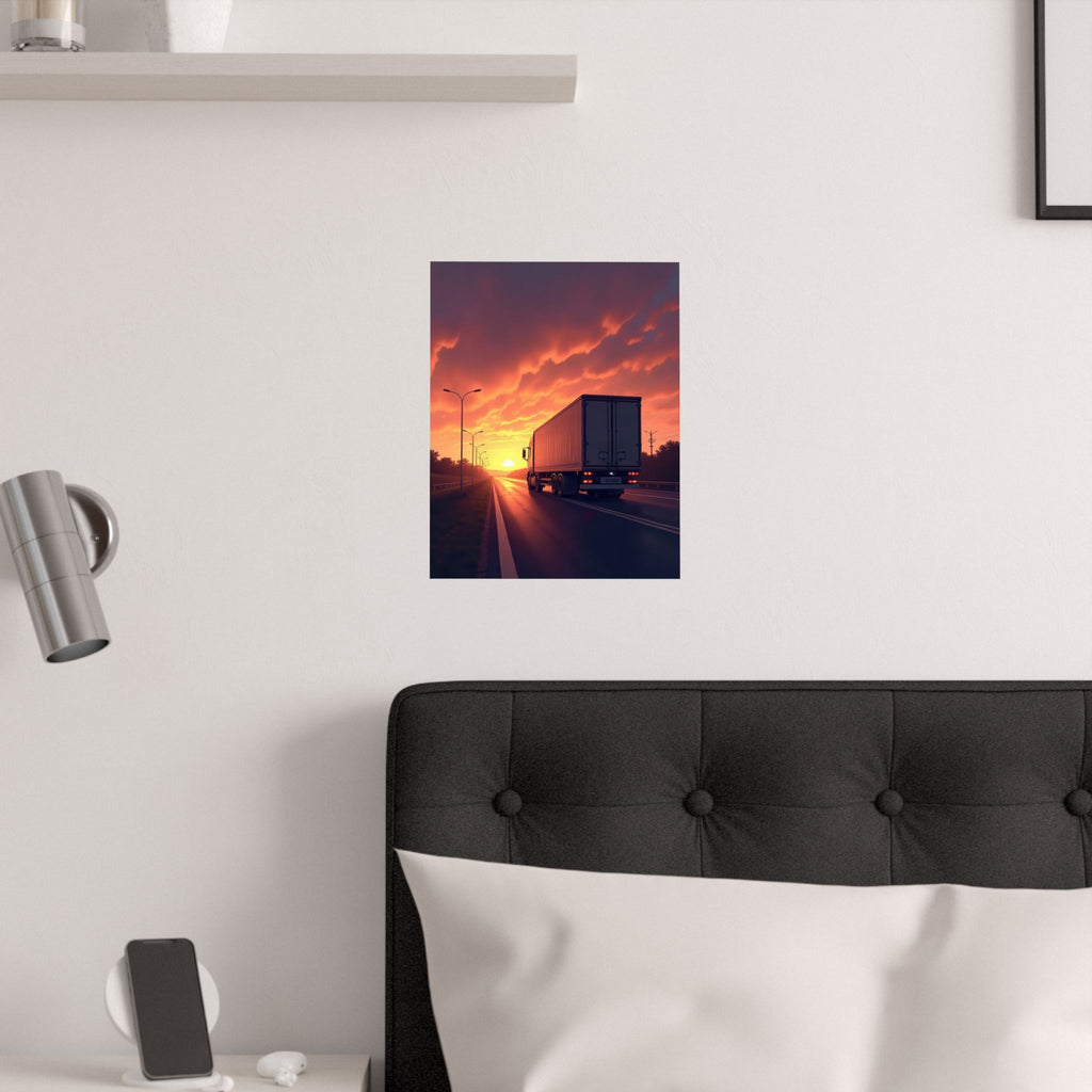 Sunset Highway Truck Poster | Trucker Life Wall Art
