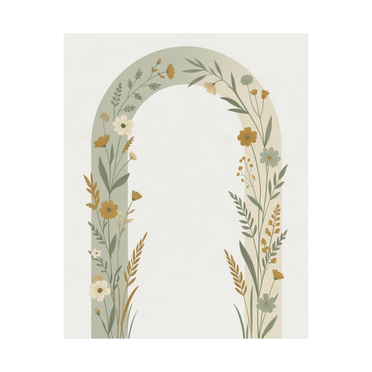 Sage Botanical Arch Print | Minimalist Wildflower Wall Art
