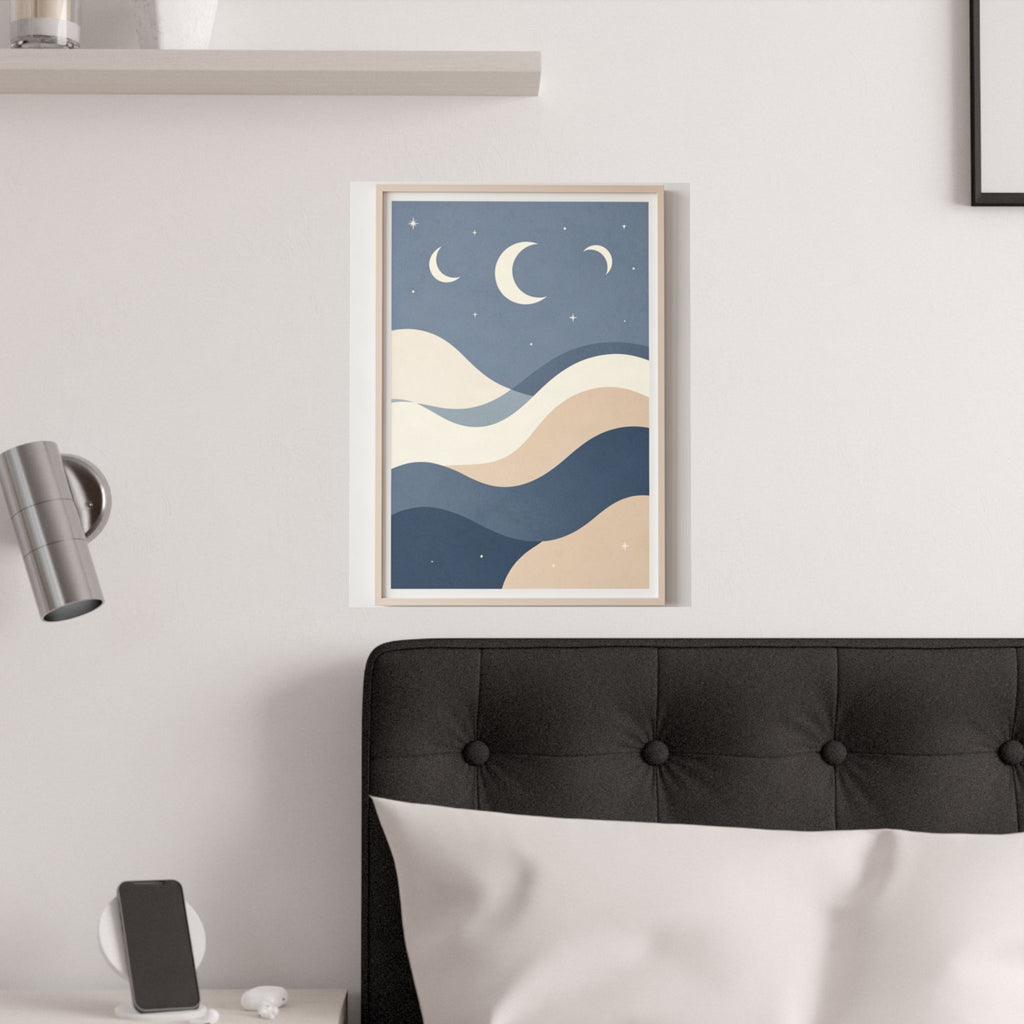 Ocean Waves & Moon Phases Print | Celestial Boho Wall Art