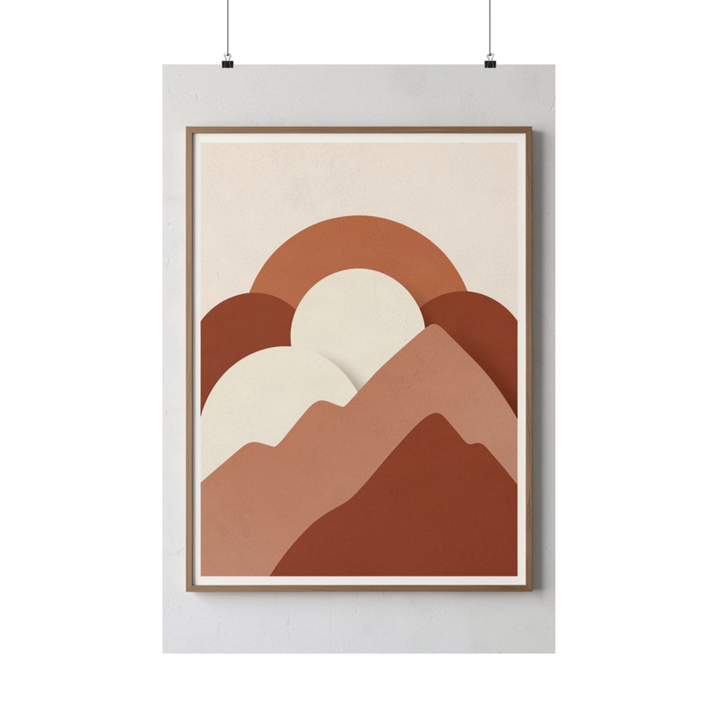 Terracotta Sun & Mountains Print | Mid-Century Boho Wall Art