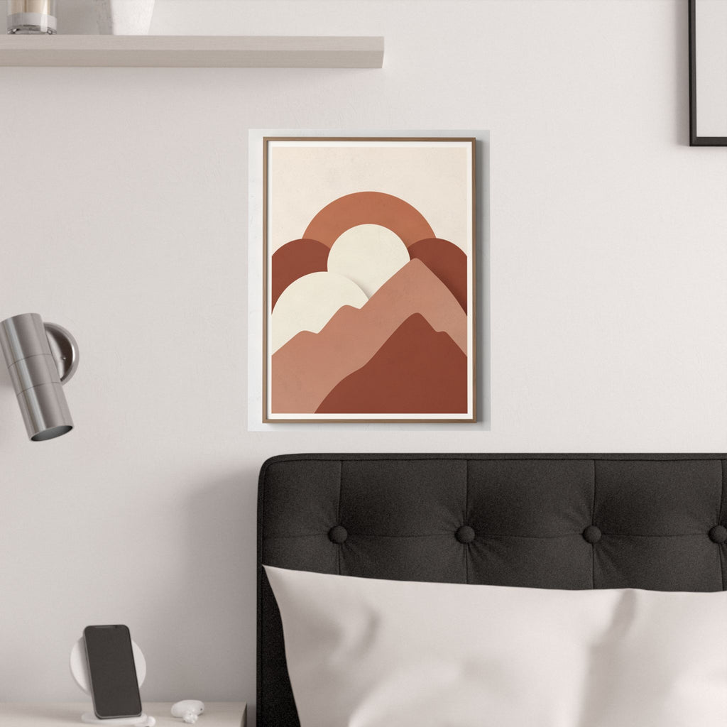 Terracotta Sun & Mountains Print | Mid-Century Boho Wall Art