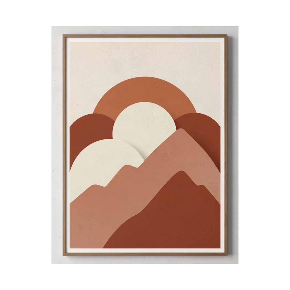 Terracotta Sun & Mountains Print | Mid-Century Boho Wall Art