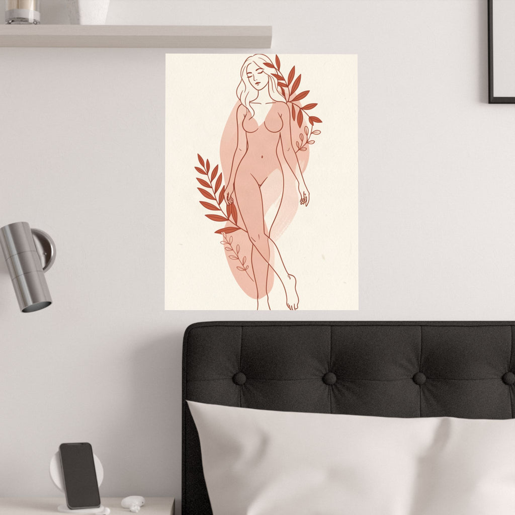 Abstract Feminine Body Line Art | Blush Boho Wall Print