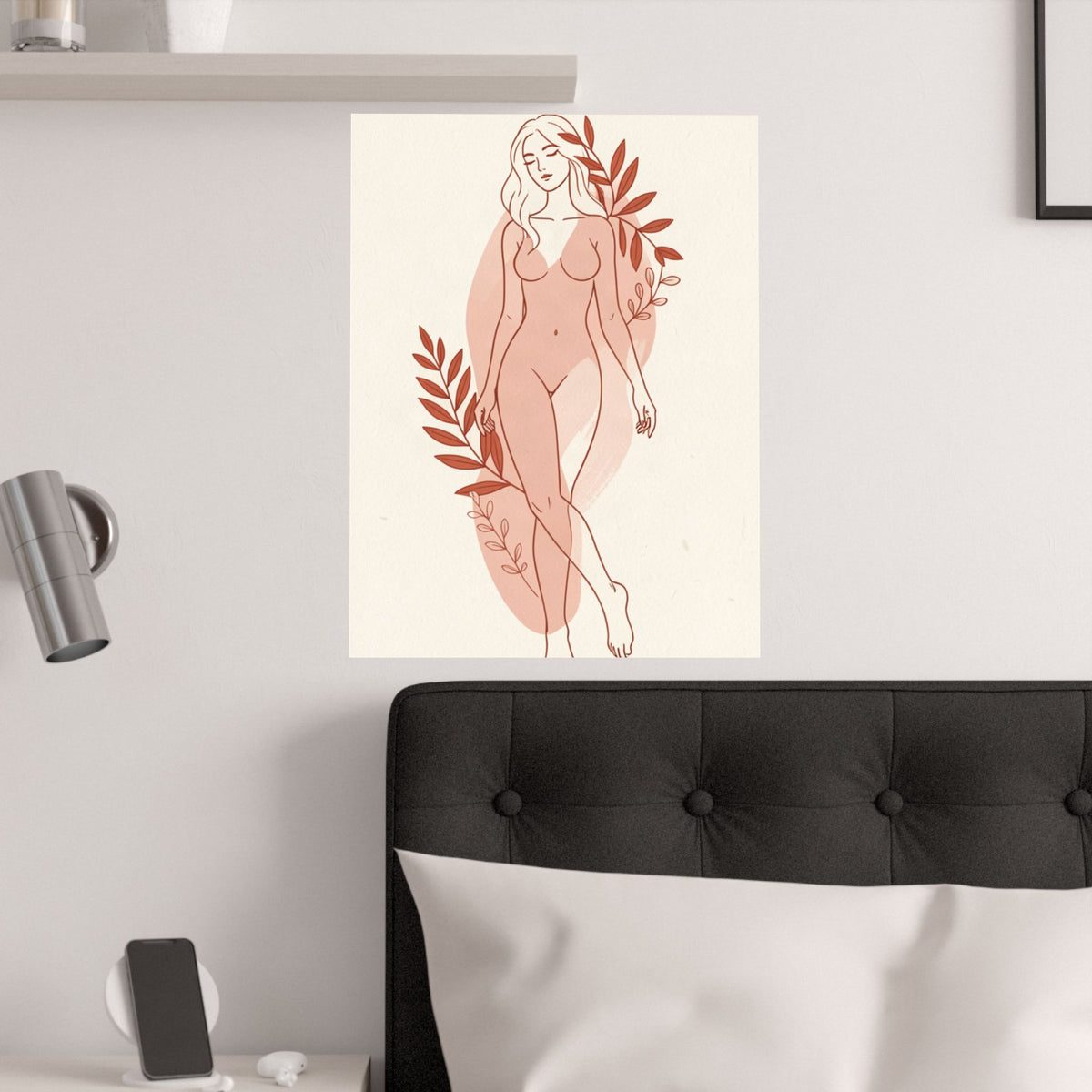 Abstract Feminine Body Line Art | Blush Boho Wall Print