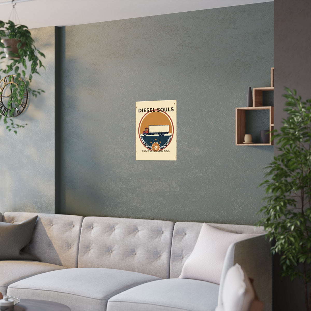 Diesel Souls Retro Trucker Emblem Poster | Vintage Garage Art