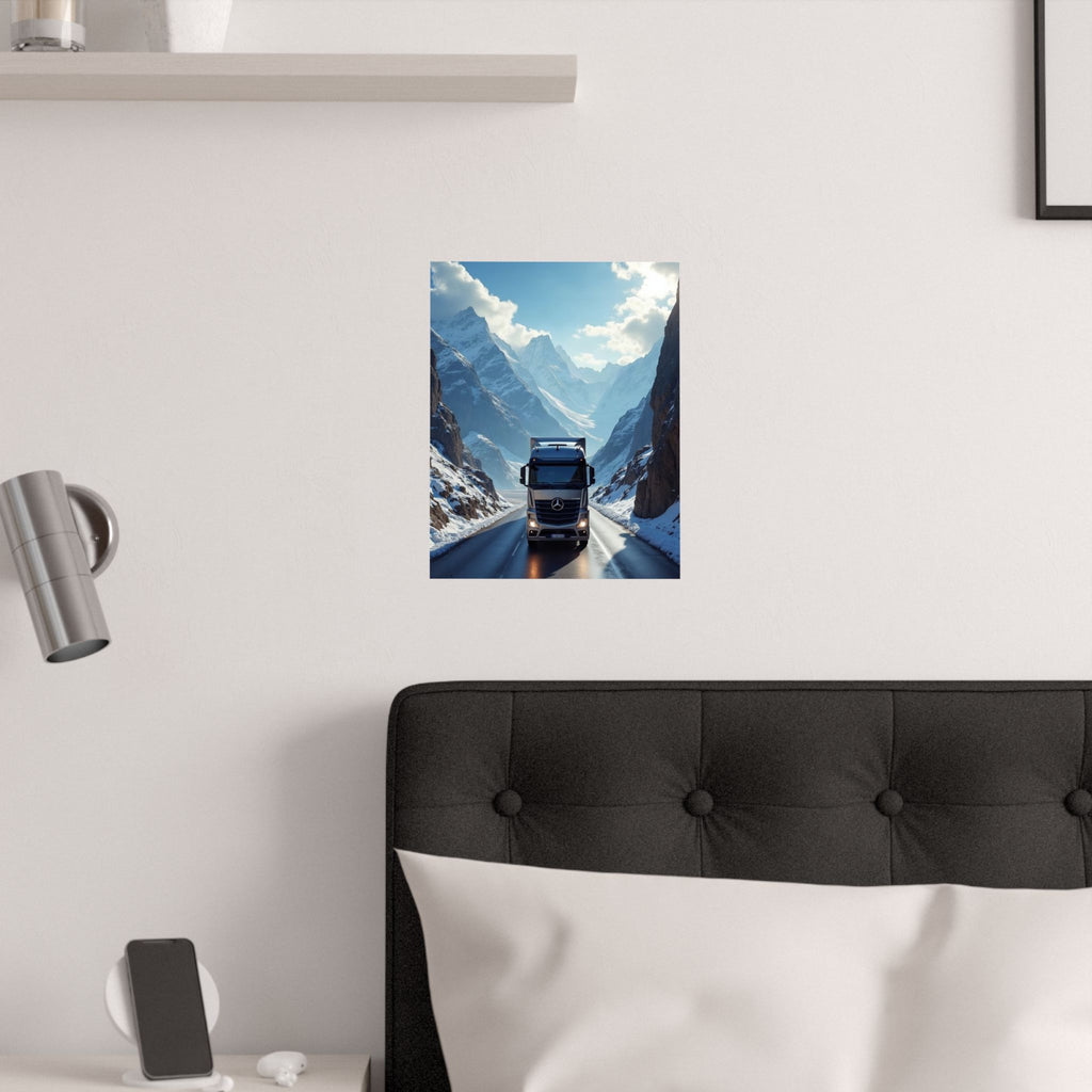 Alpine Mountain Pass Truck Poster | Adventure Trucking Art