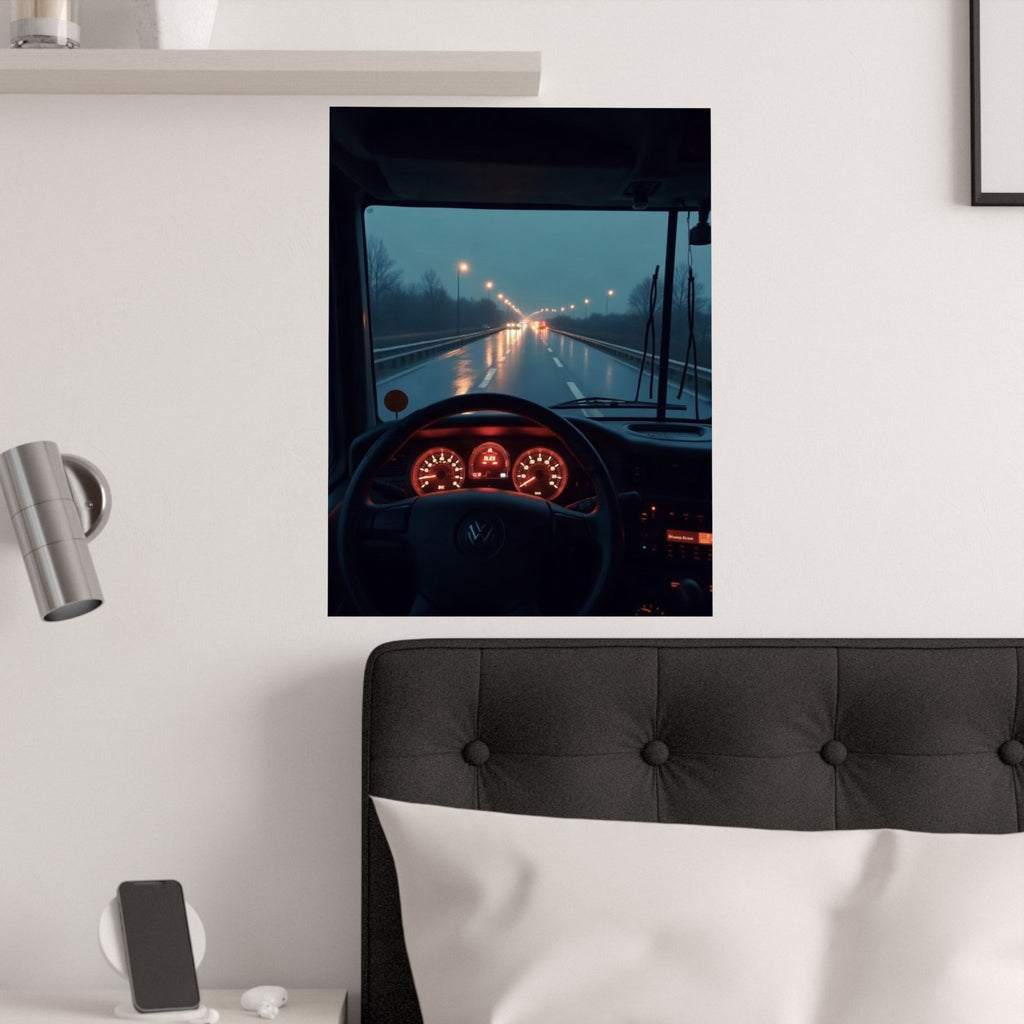 Night Cab Long-Haul Poster | Trucker Life Wall Art