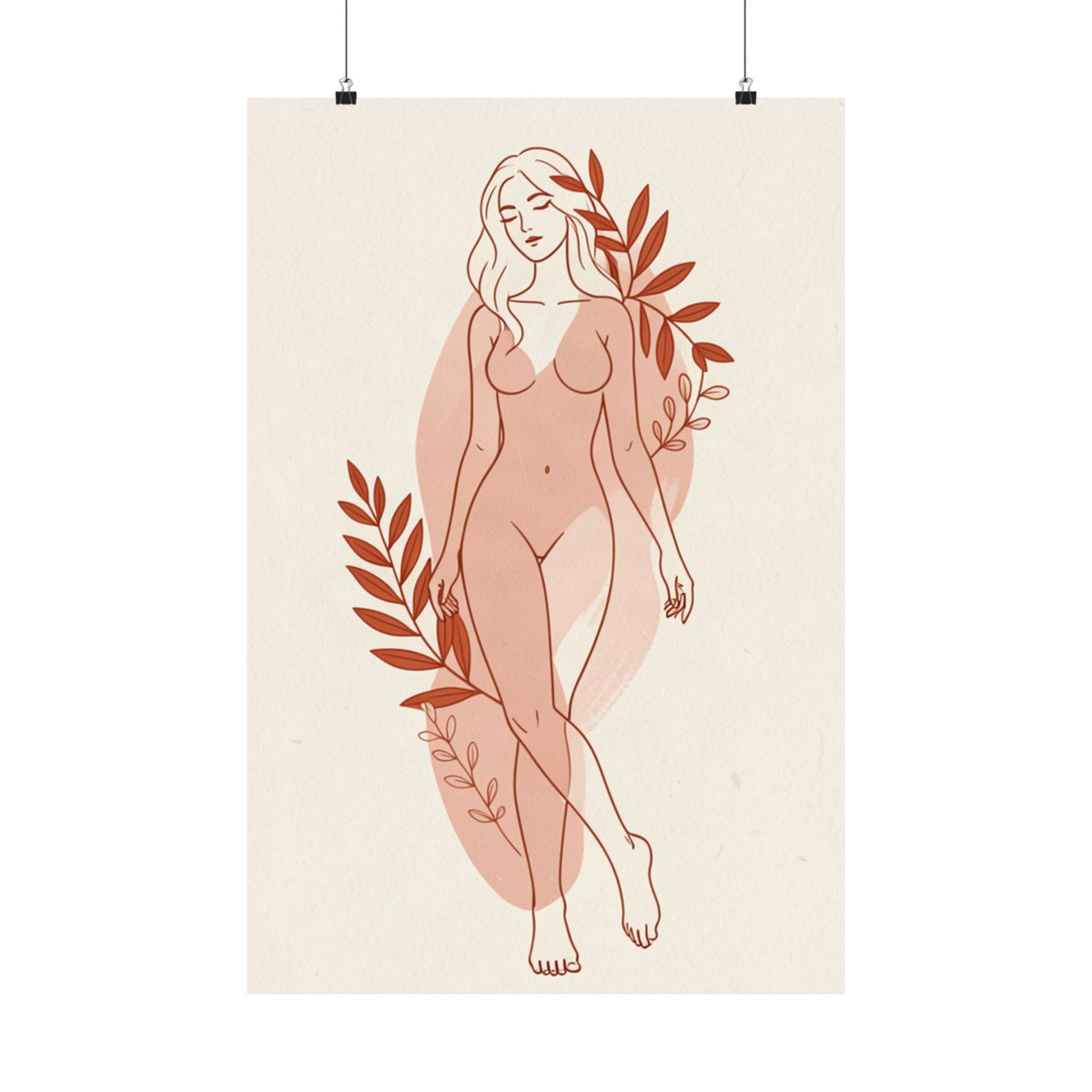 Abstract Feminine Body Line Art | Blush Boho Wall Print