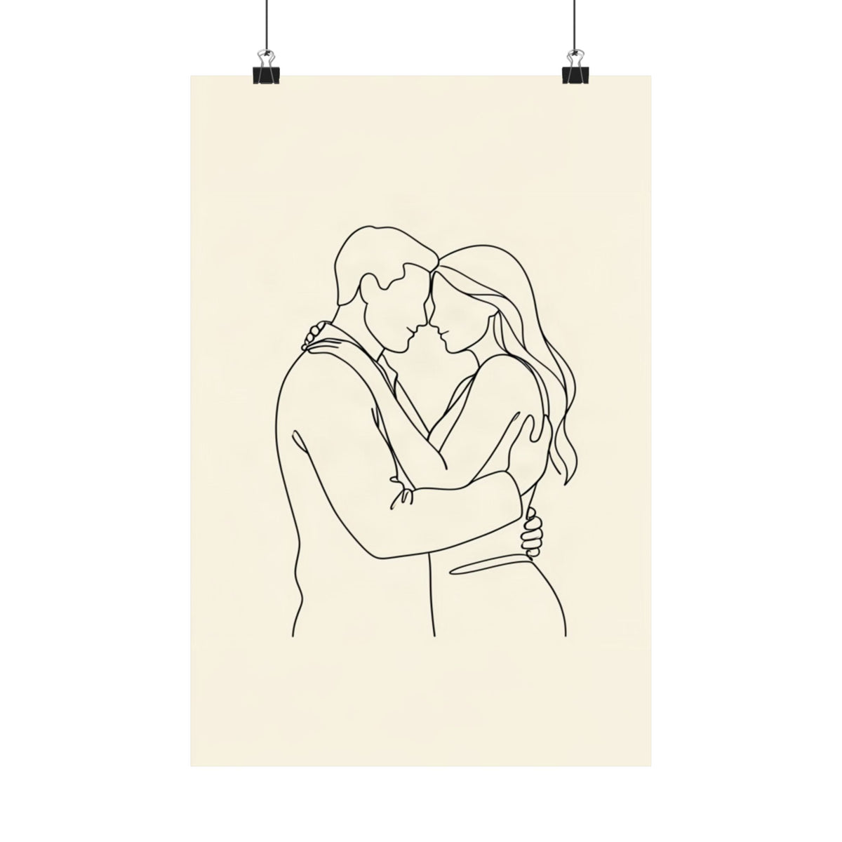 Lovers Single Line Art Print | Minimalist Romantic Wall Decor
