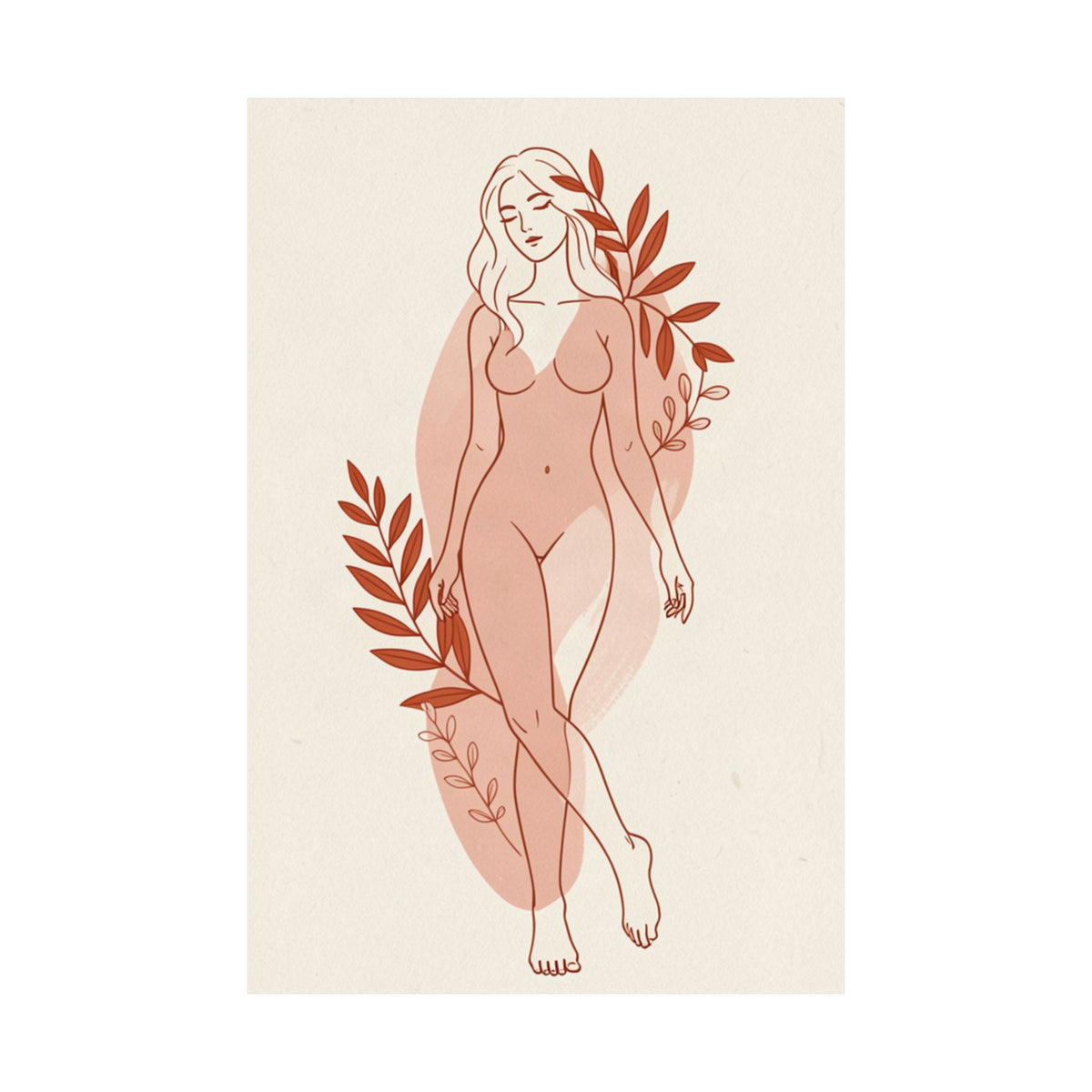 Abstract Feminine Body Line Art | Blush Boho Wall Print