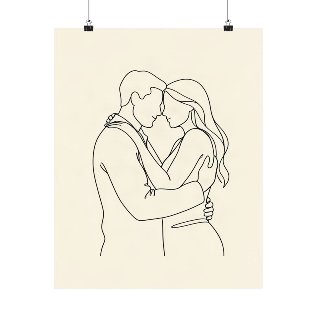 Lovers Single Line Art Print | Minimalist Romantic Wall Decor