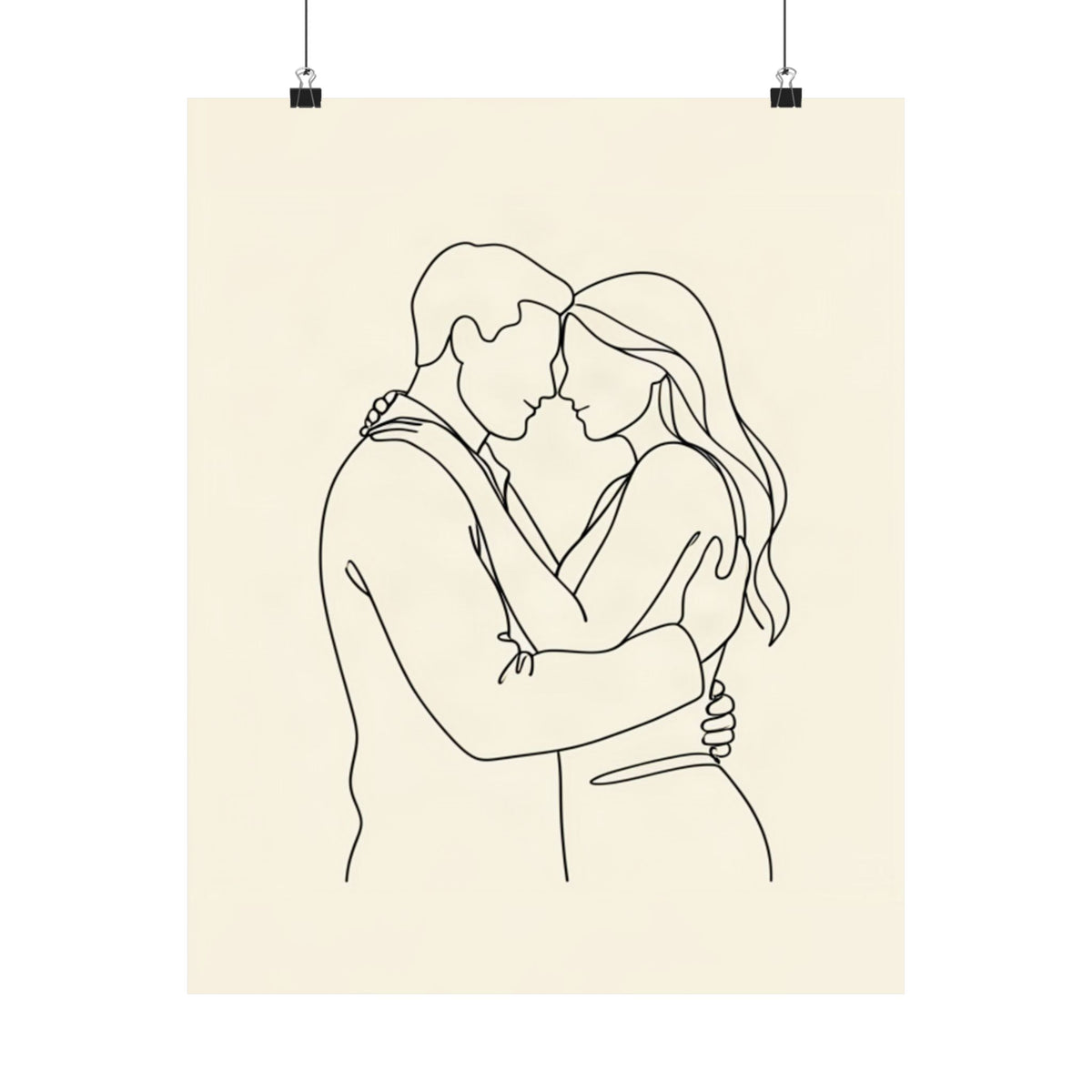 Lovers Single Line Art Print | Minimalist Romantic Wall Decor