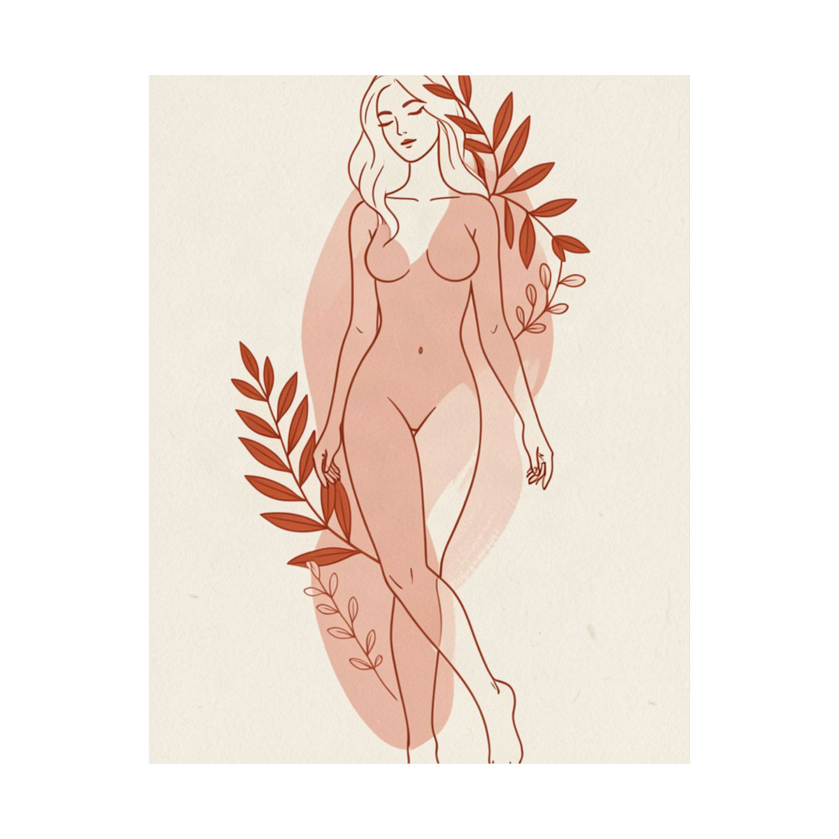 Abstract Feminine Body Line Art | Blush Boho Wall Print