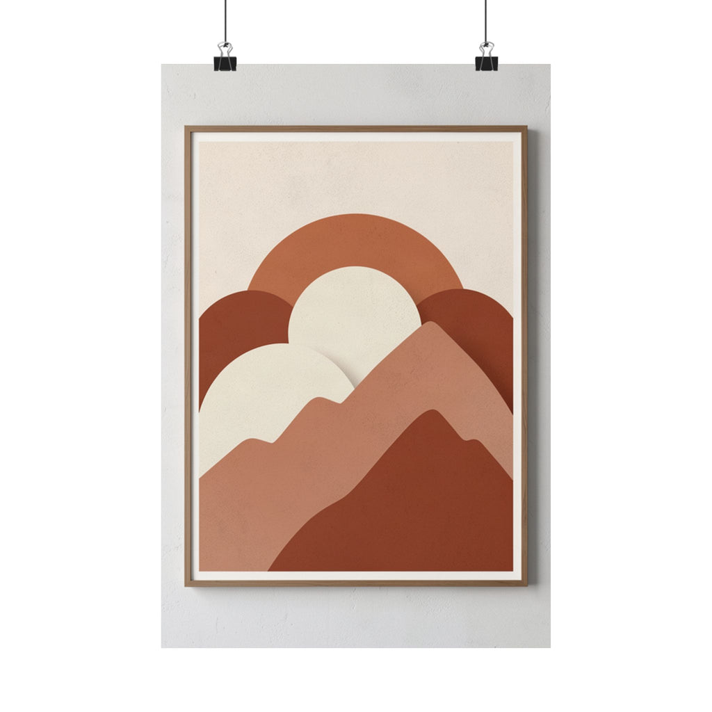 Terracotta Sun & Mountains Print | Mid-Century Boho Wall Art