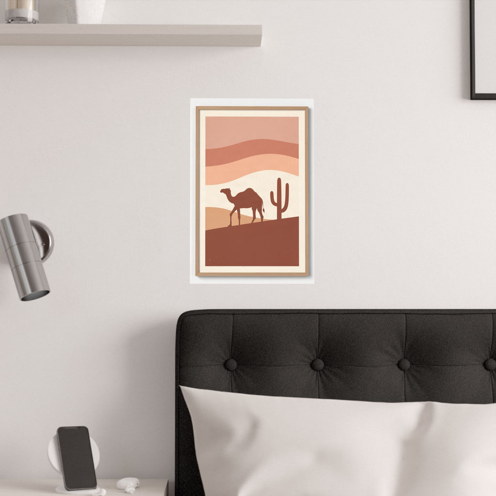 Desert Camel Sunset Print | Boho Mid-Century Wall Art