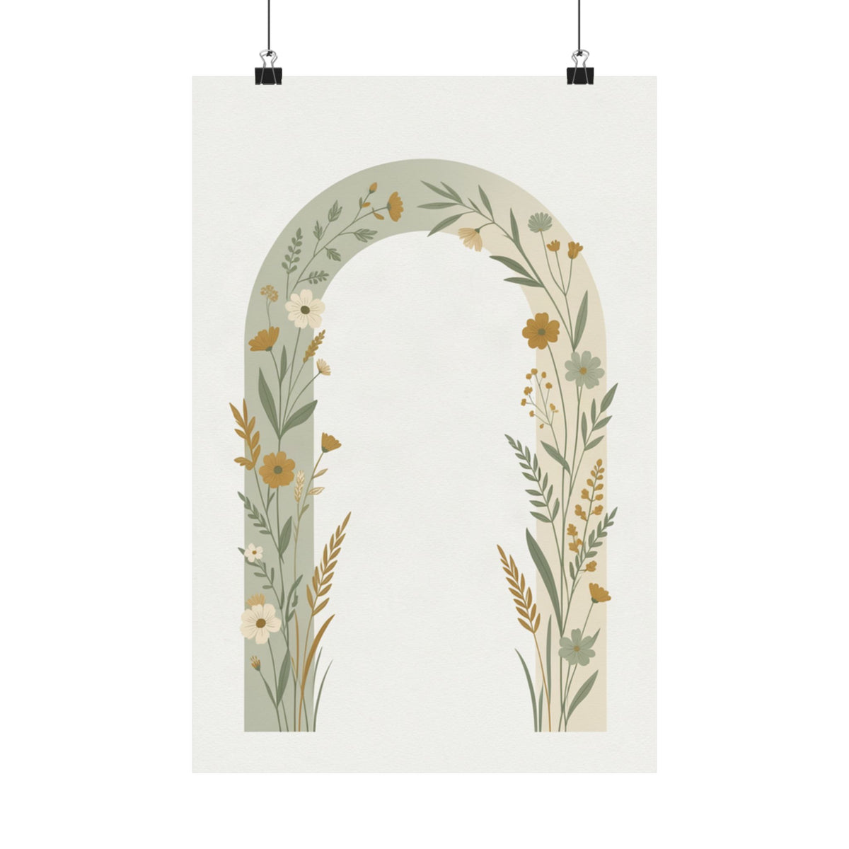Sage Botanical Arch Print | Minimalist Wildflower Wall Art