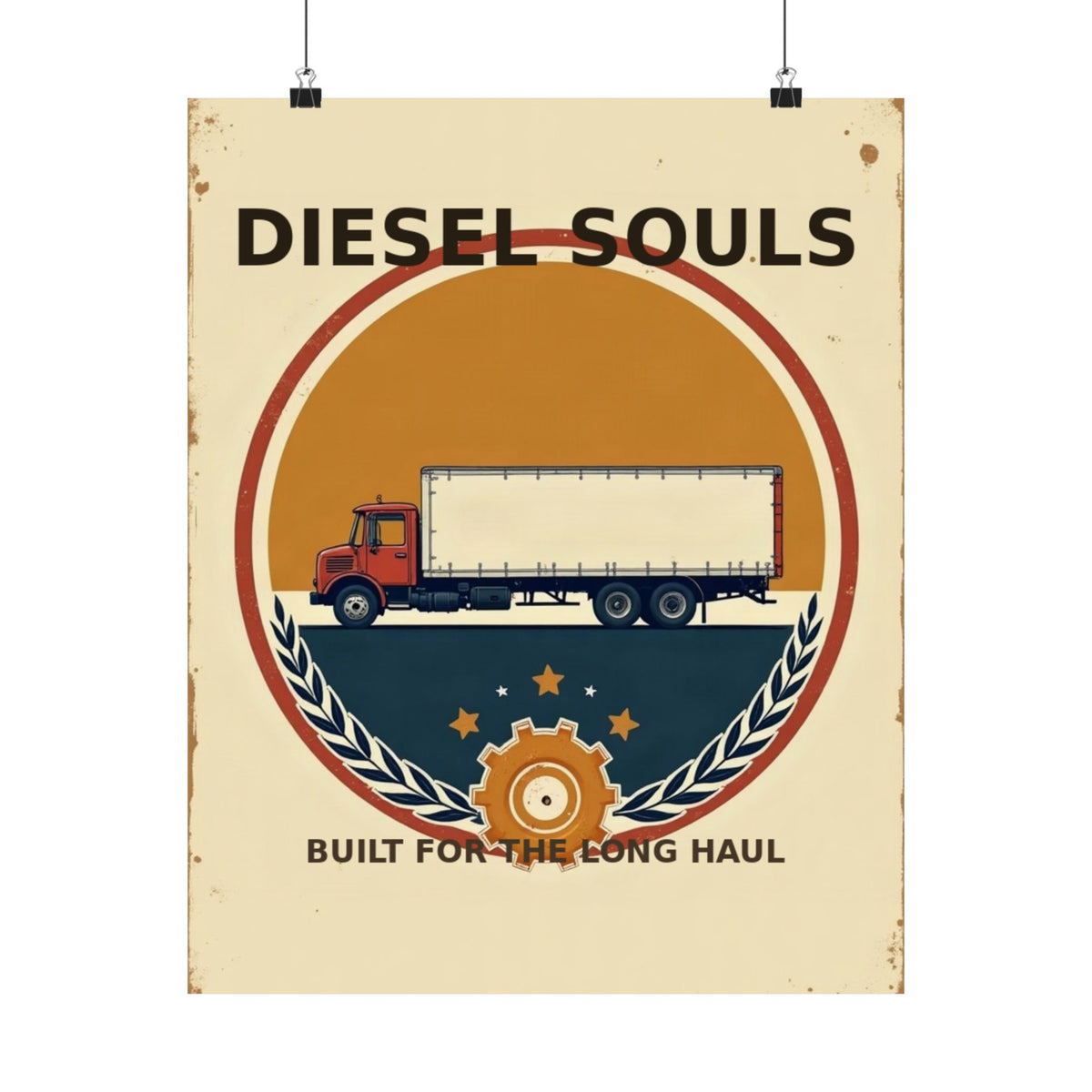 Diesel Souls Retro Trucker Emblem Poster | Vintage Garage Art
