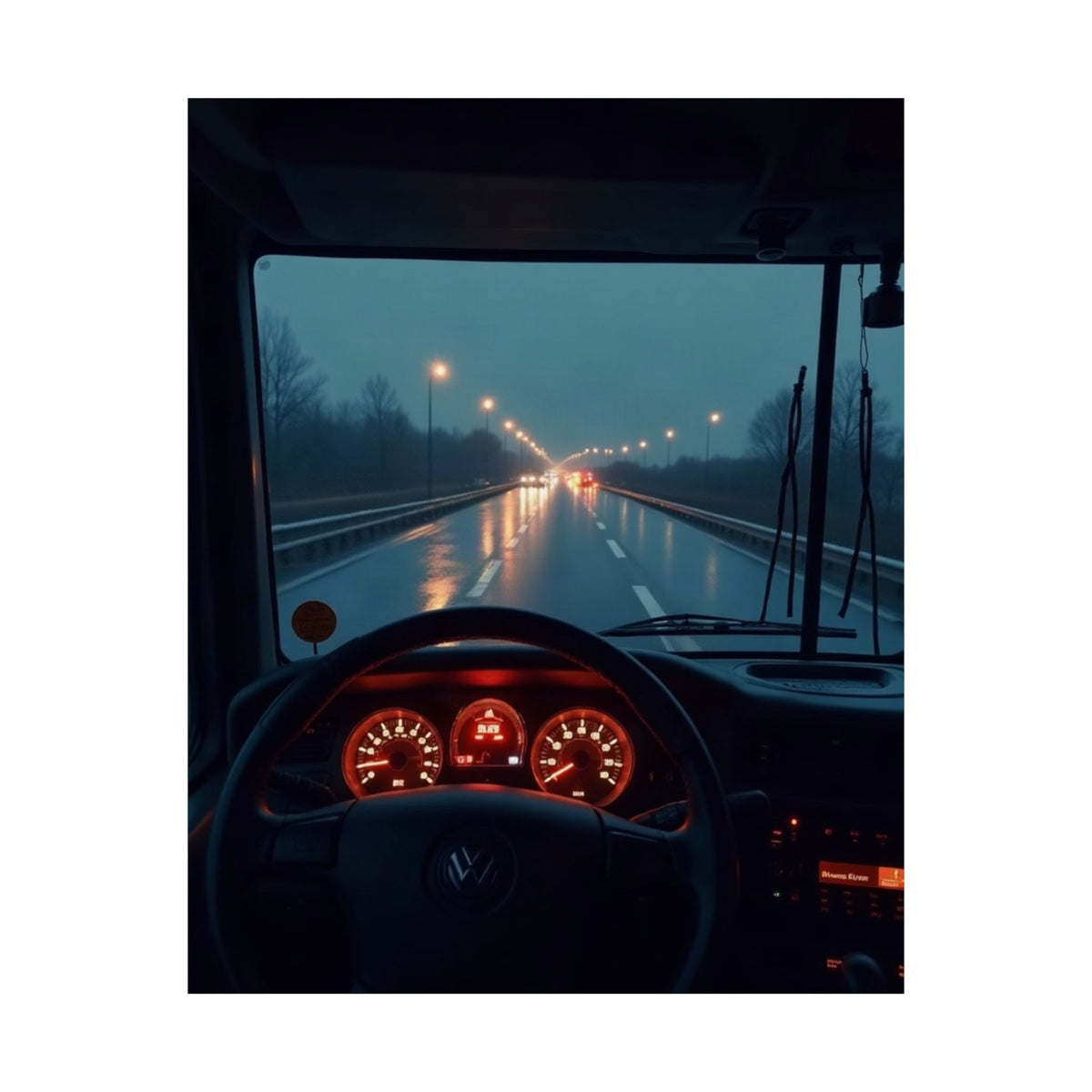 Night Cab Long-Haul Poster | Trucker Life Wall Art