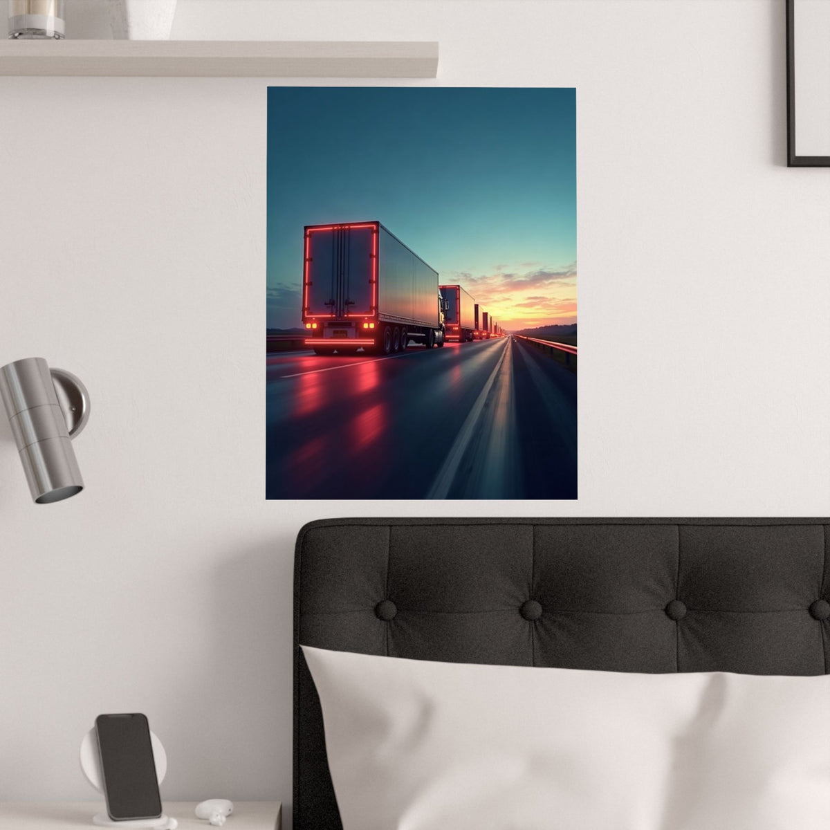 Dusk Convoy Highway Truck Poster | Trucker Wall Art