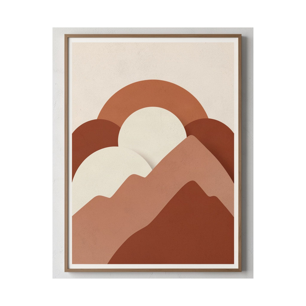 Terracotta Sun & Mountains Print | Mid-Century Boho Wall Art