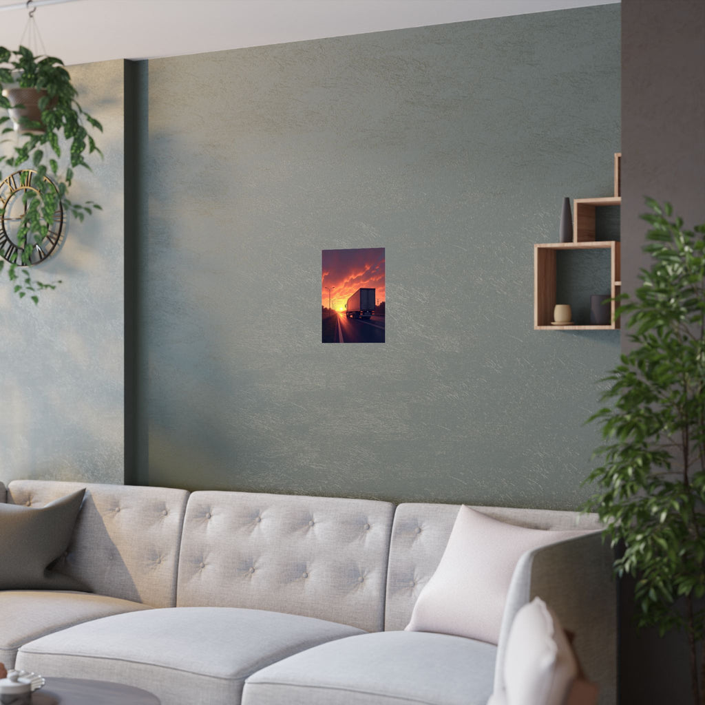 Sunset Highway Truck Poster | Trucker Life Wall Art