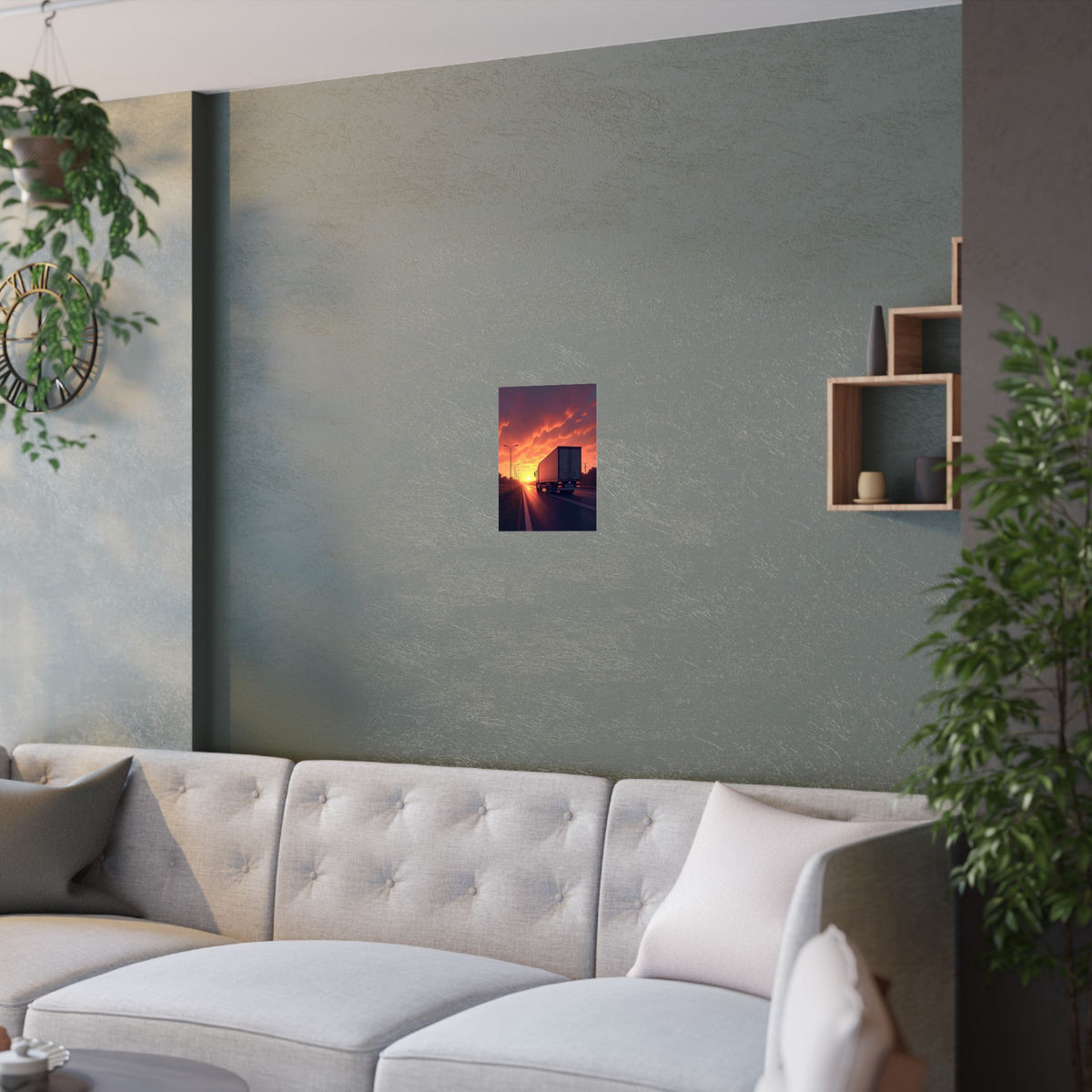 Sunset Highway Truck Poster | Trucker Life Wall Art