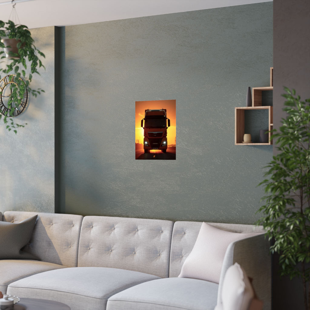 Golden Hour Truck Silhouette Poster | HGV Man Cave Art
