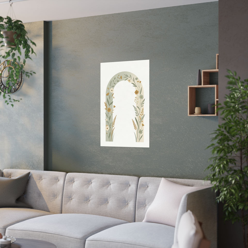 Sage Botanical Arch Print | Minimalist Wildflower Wall Art