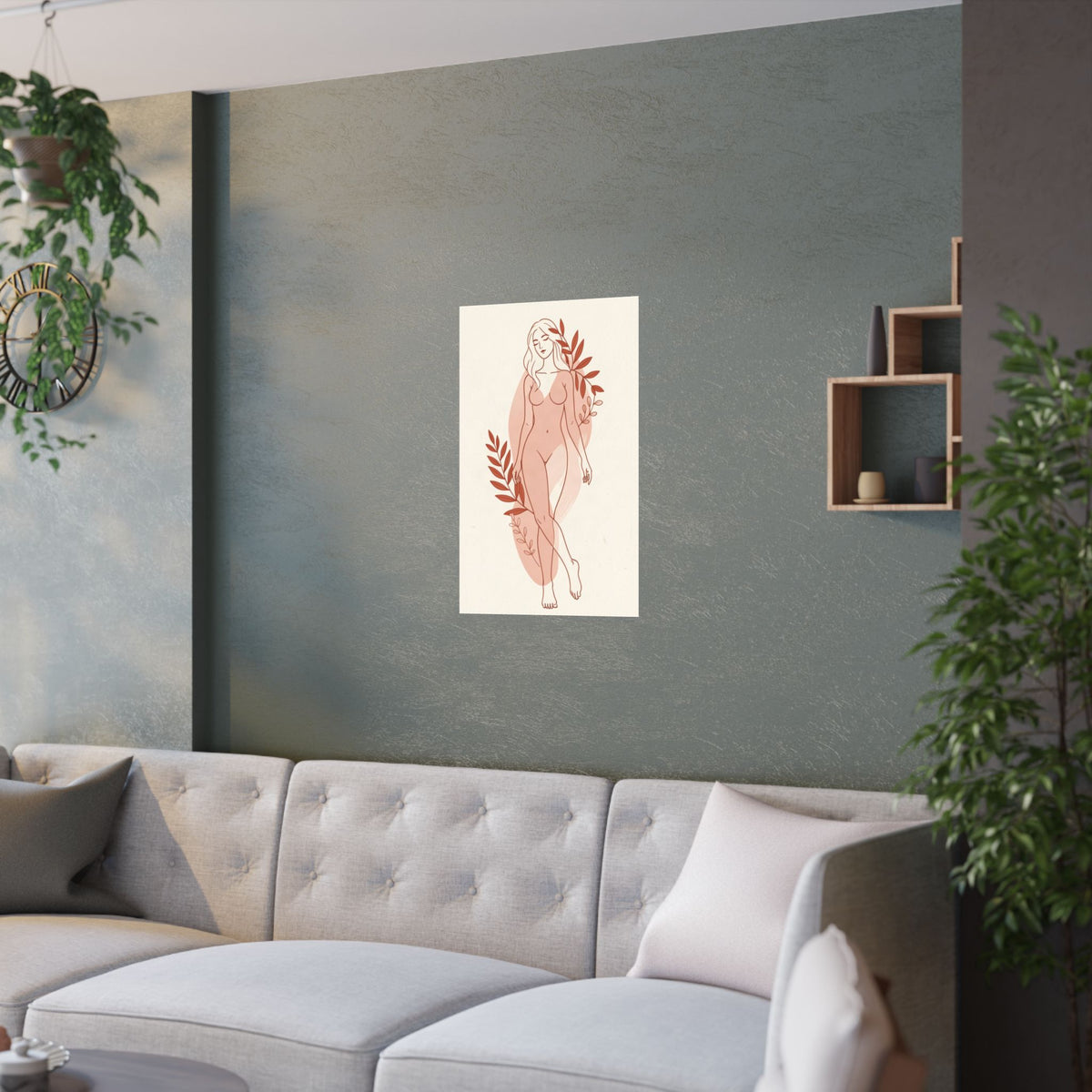 Abstract Feminine Body Line Art | Blush Boho Wall Print