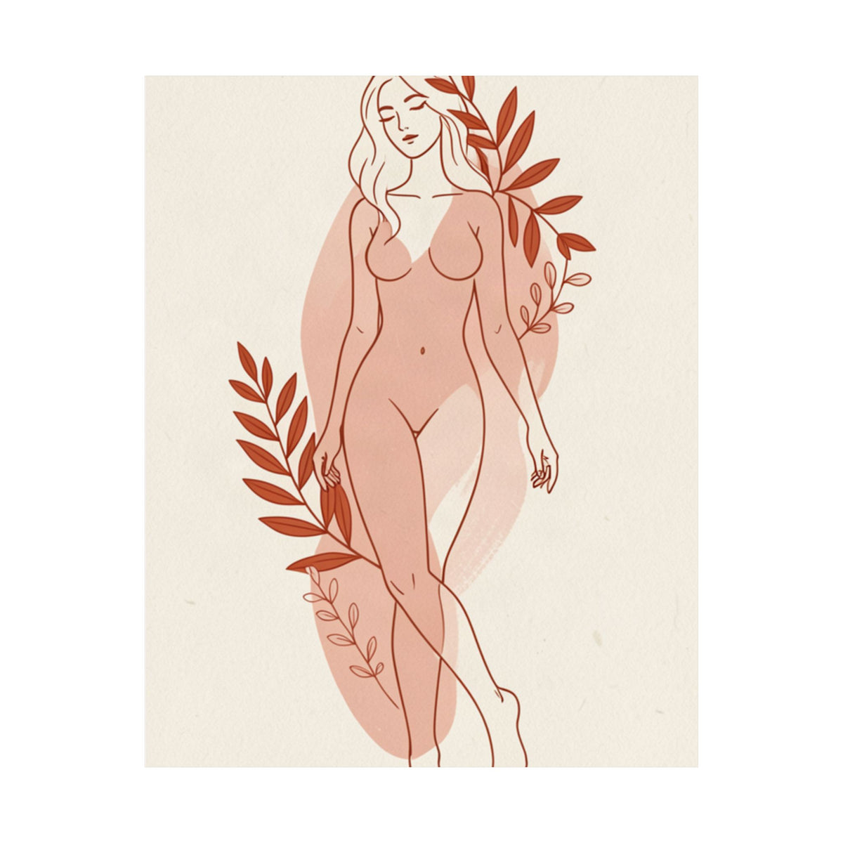 Abstract Feminine Body Line Art | Blush Boho Wall Print