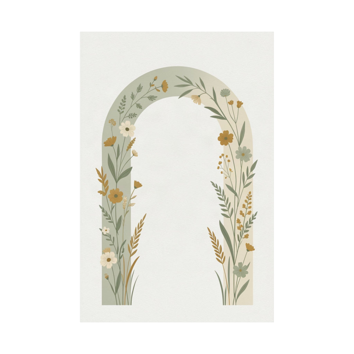 Sage Botanical Arch Print | Minimalist Wildflower Wall Art