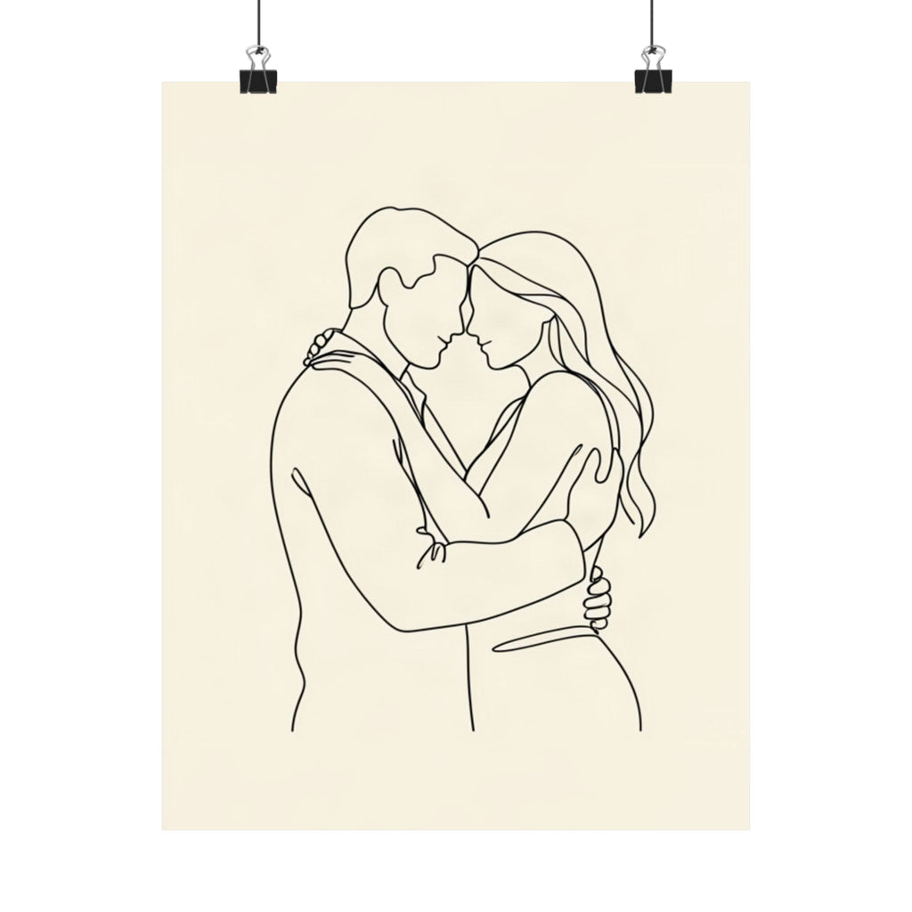 Lovers Single Line Art Print | Minimalist Romantic Wall Decor