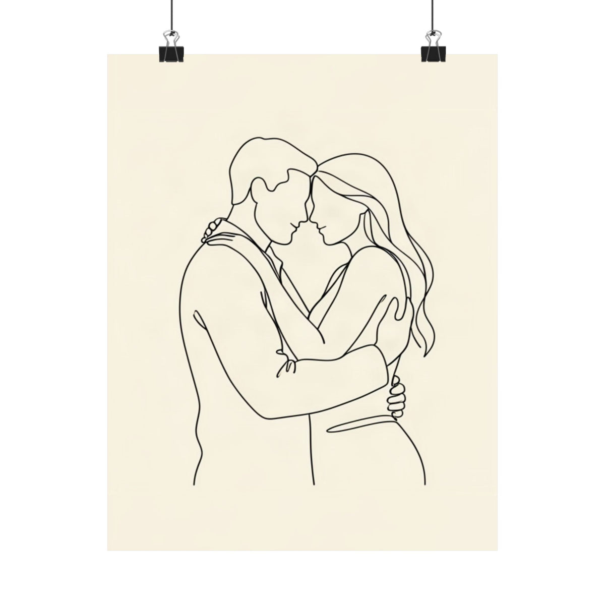 Lovers Single Line Art Print | Minimalist Romantic Wall Decor