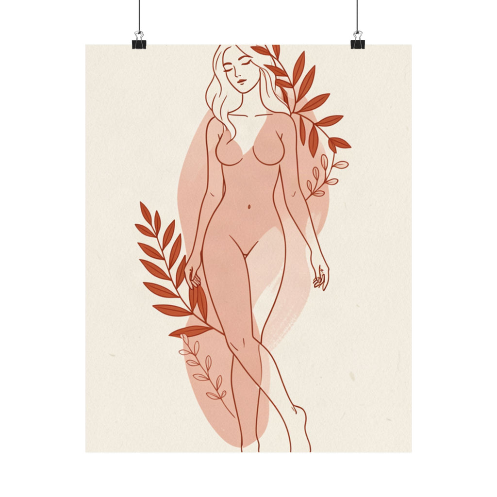 Abstract Feminine Body Line Art | Blush Boho Wall Print