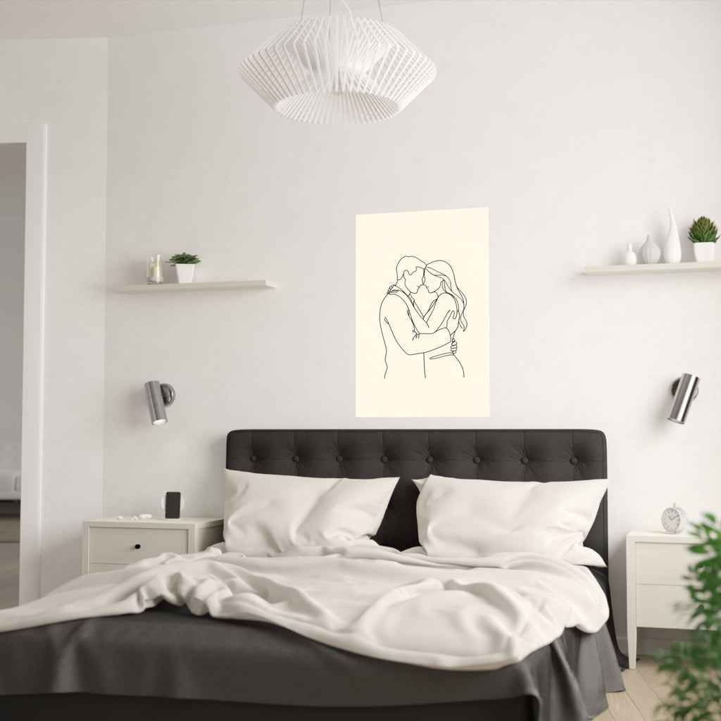 Lovers Single Line Art Print | Minimalist Romantic Wall Decor