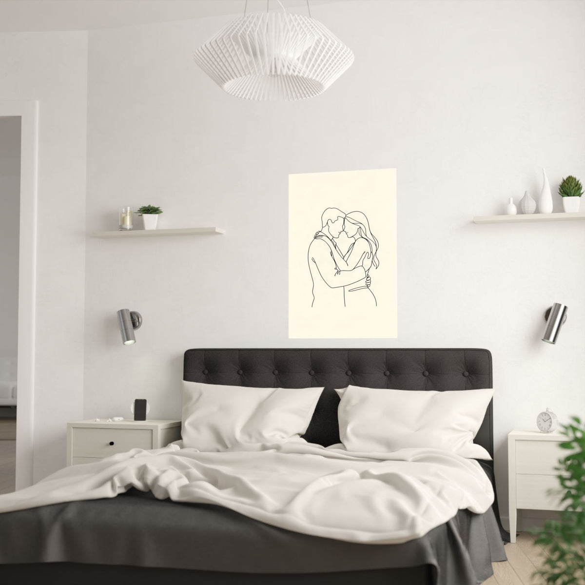 Lovers Single Line Art Print | Minimalist Romantic Wall Decor
