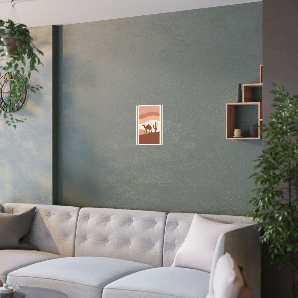 Desert Camel Sunset Print | Boho Mid-Century Wall Art