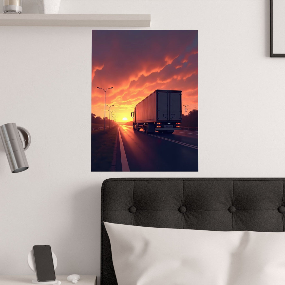 Sunset Highway Truck Poster | Trucker Life Wall Art