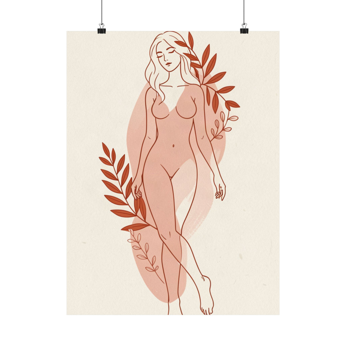 Abstract Feminine Body Line Art | Blush Boho Wall Print