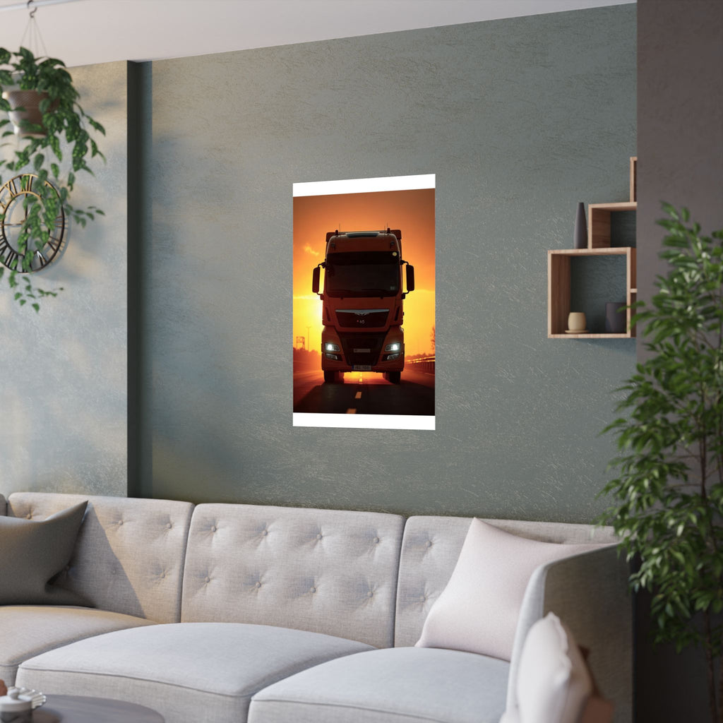 Golden Hour Truck Silhouette Poster | HGV Man Cave Art