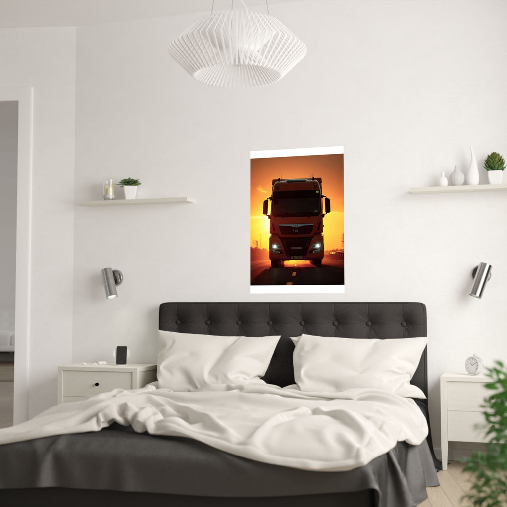 Golden Hour Truck Silhouette Poster | HGV Man Cave Art