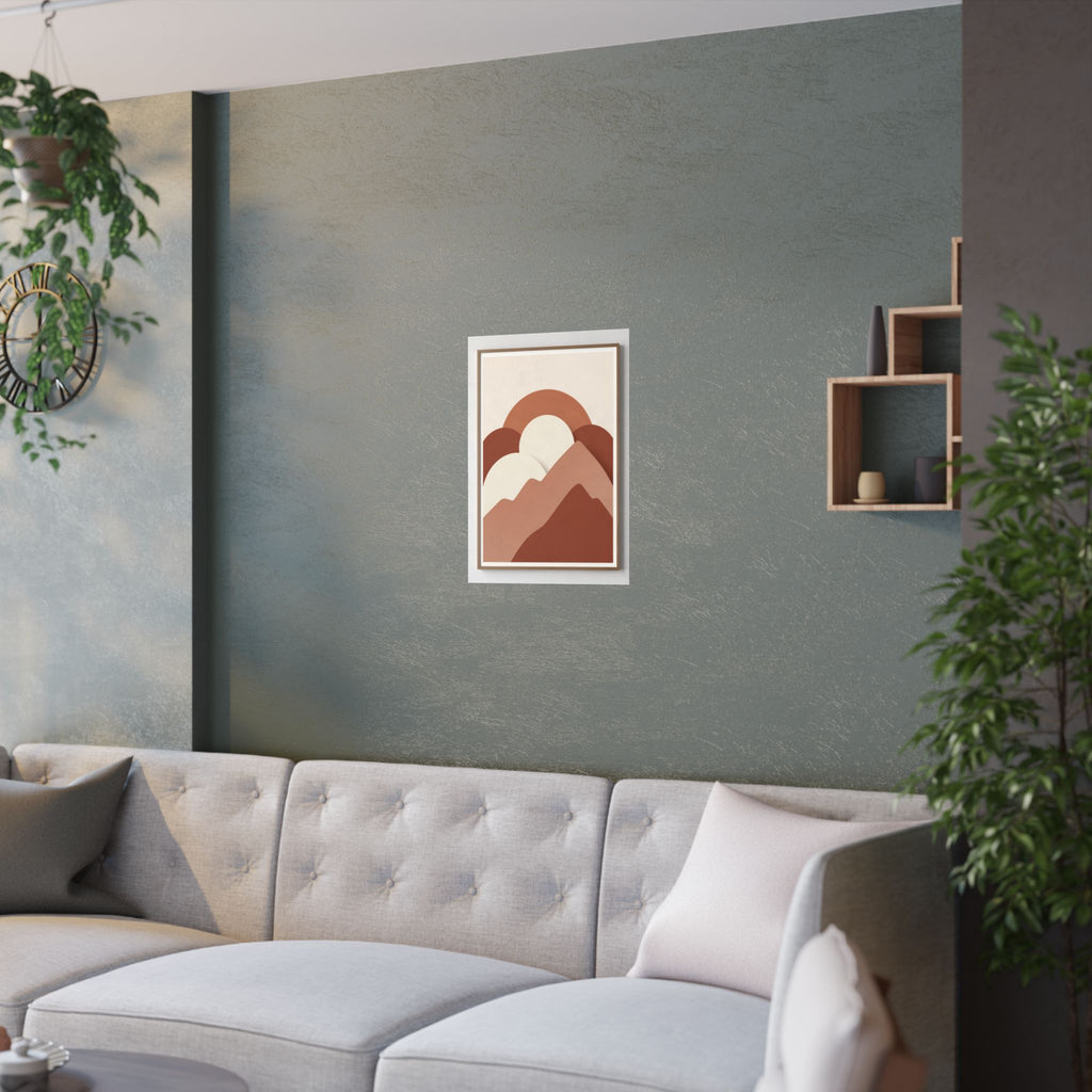 Terracotta Sun & Mountains Print | Mid-Century Boho Wall Art