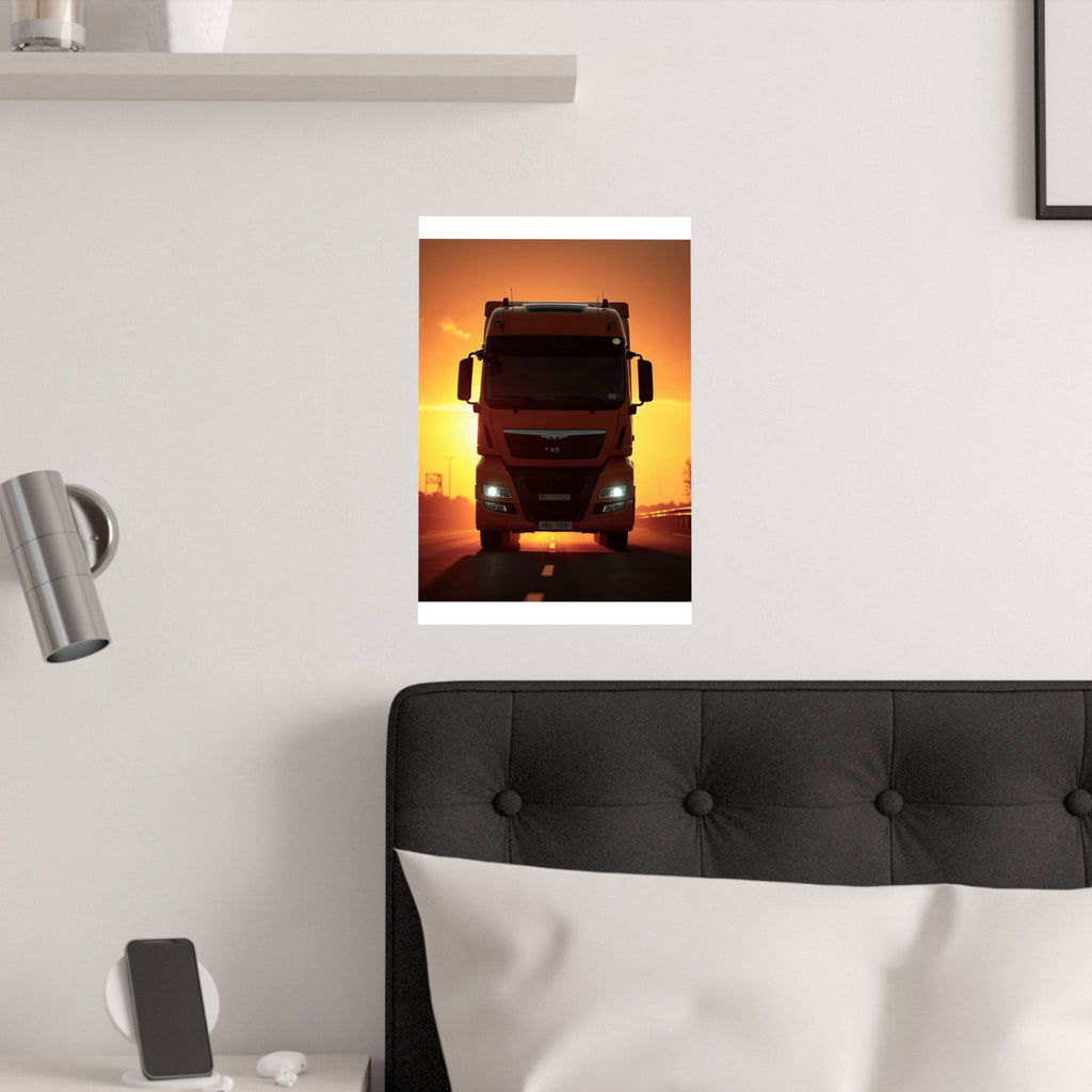 Golden Hour Truck Silhouette Poster | HGV Man Cave Art