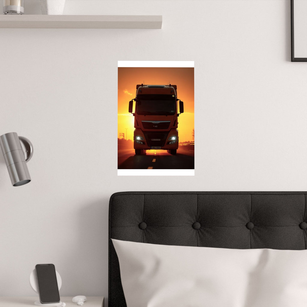 Golden Hour Truck Silhouette Poster | HGV Man Cave Art