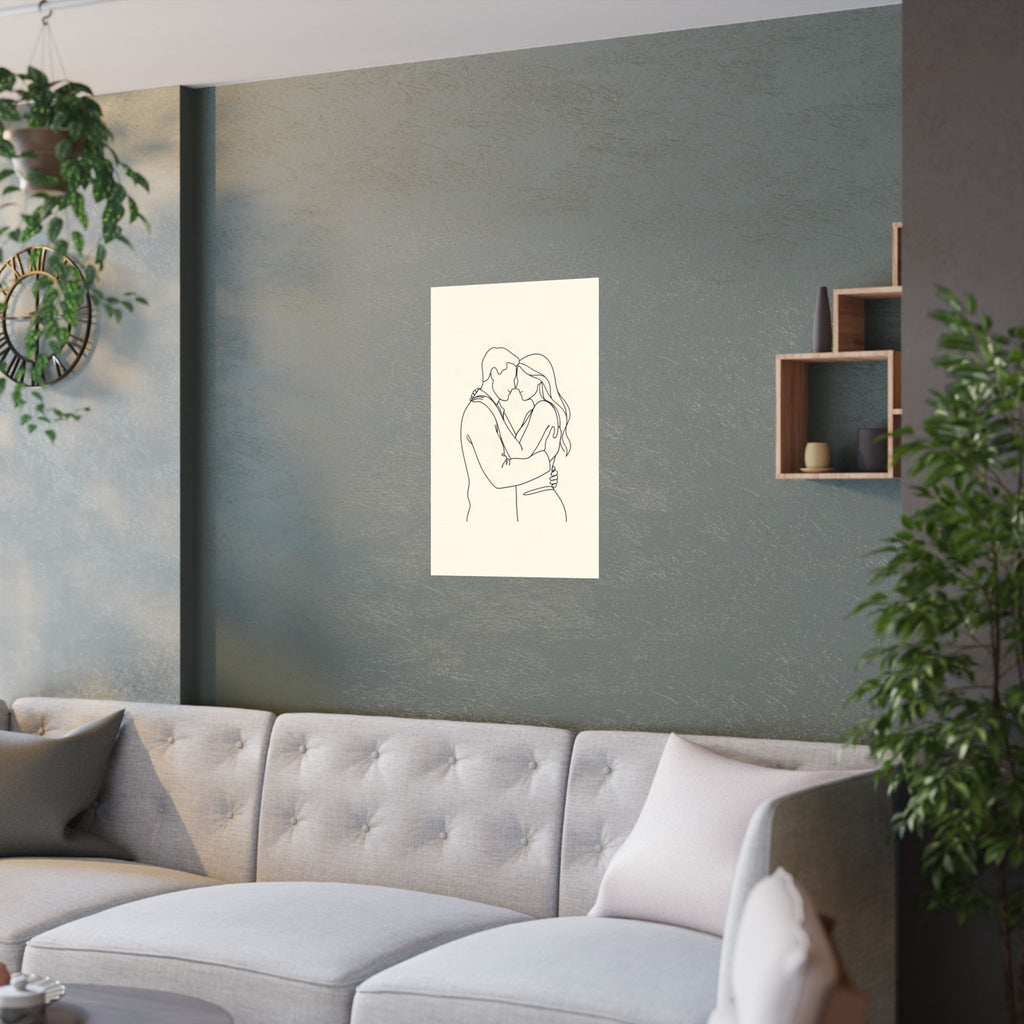 Lovers Single Line Art Print | Minimalist Romantic Wall Decor