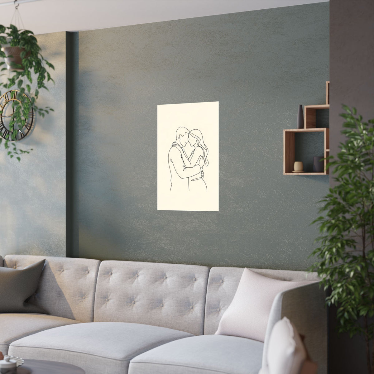 Lovers Single Line Art Print | Minimalist Romantic Wall Decor