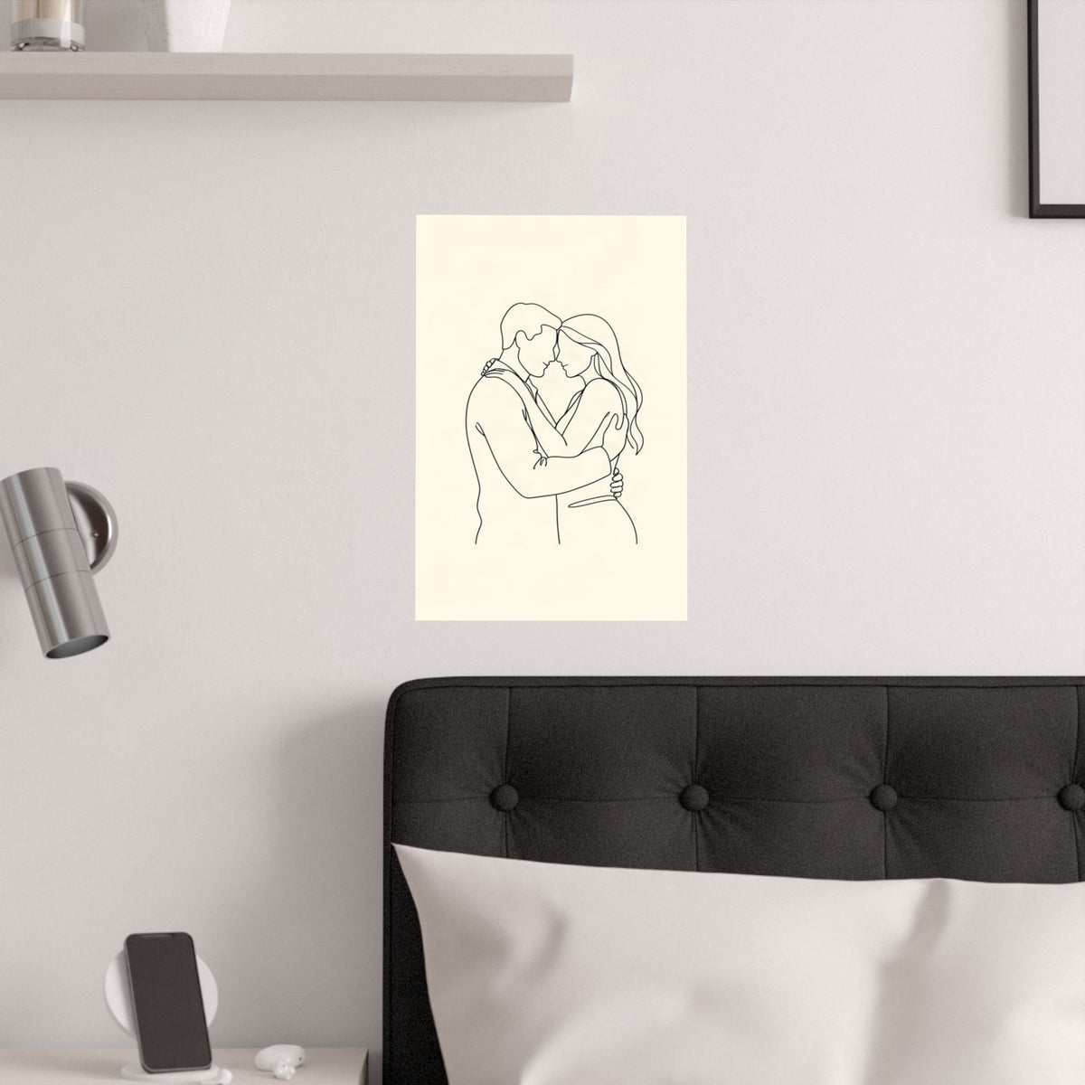 Lovers Single Line Art Print | Minimalist Romantic Wall Decor